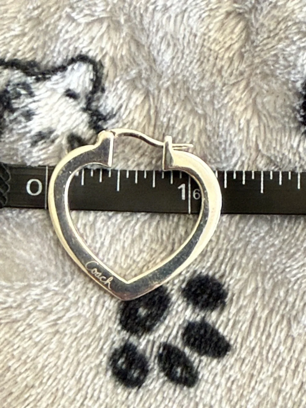 COACH Sterling Silver Open Heart Hoop Earrings - Picture 5 of 5